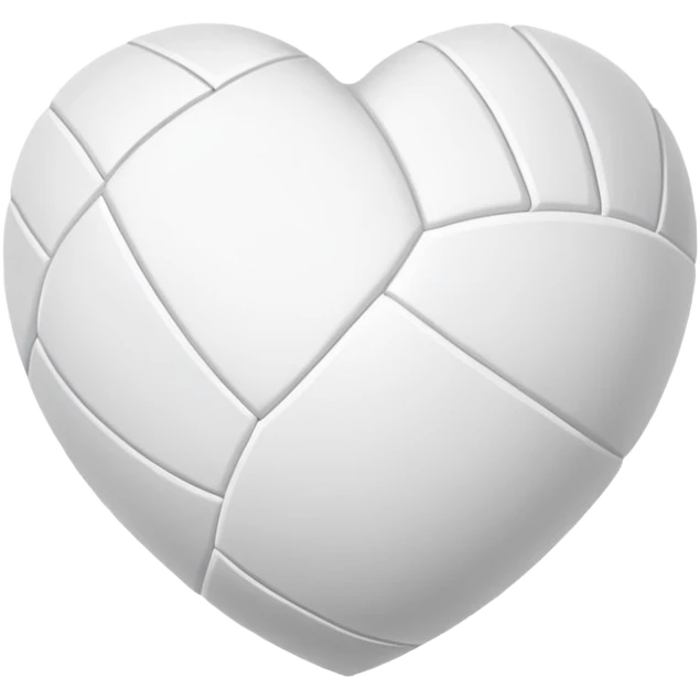 A white volleyball in the shape of a heart emoji