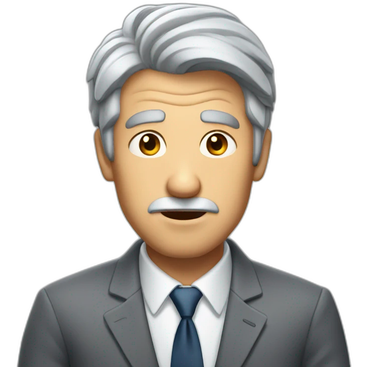grey haired man, in grey suit, looking shocked emoji