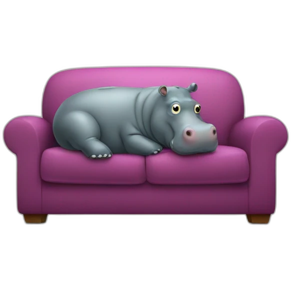 hippo watching TV in sofa emoji