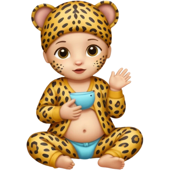 human baby with leopard patterned clothes emoji