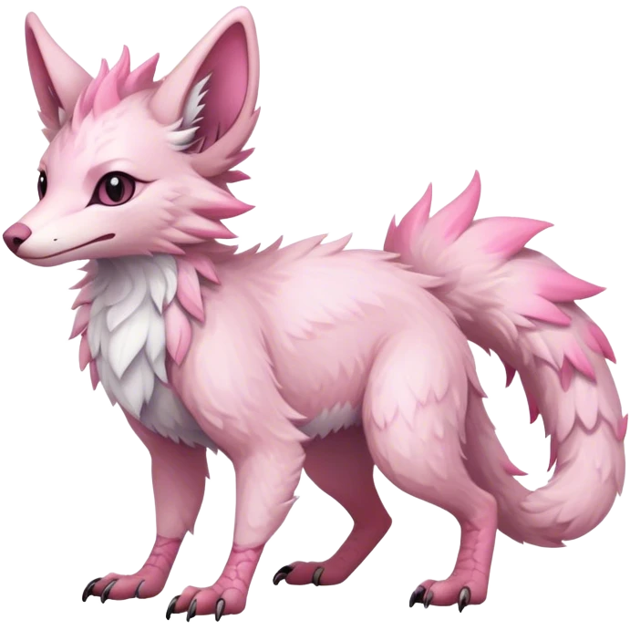 Feral Rare Fantasy cute pastel pink Vernid-Sergal-Trico-species by LiLaiRa, markings, tufted ears, full body, 4 legs emoji