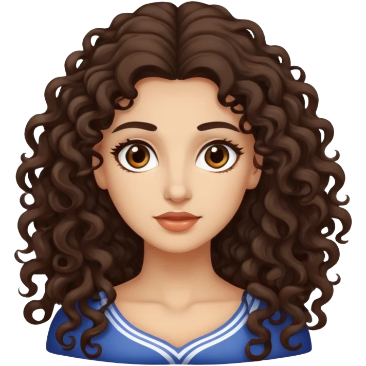 attractive Greek woman with long curly dark brown hair and light skin emoji