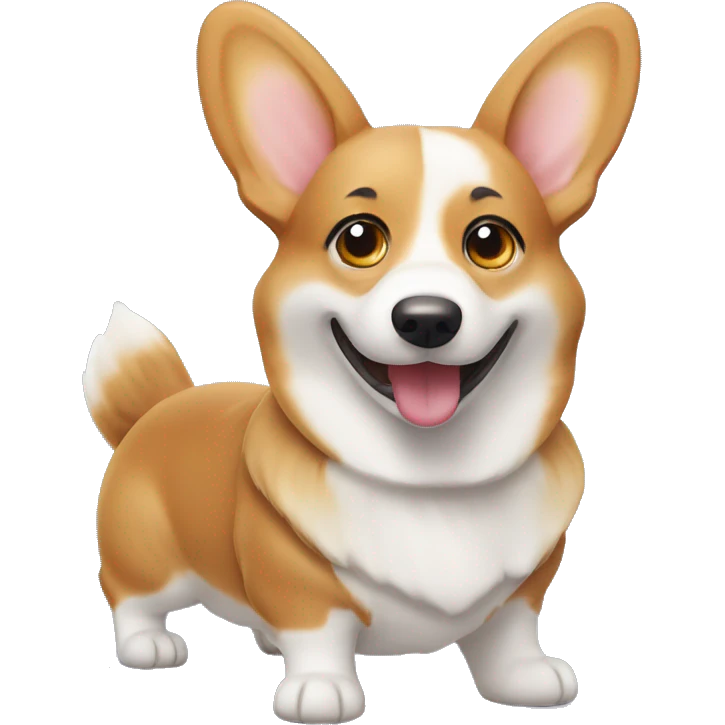 Welsh corgi with wide, sparkling eyes, showing joy and excitement. emoji