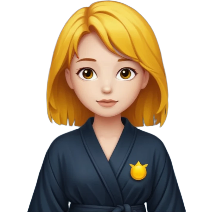 cute and sexy girl with bright yellow-brown hair in a dark sky pallete robe emoji