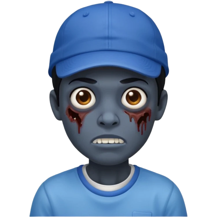 zombiede cabelo preto e boné azul emoji