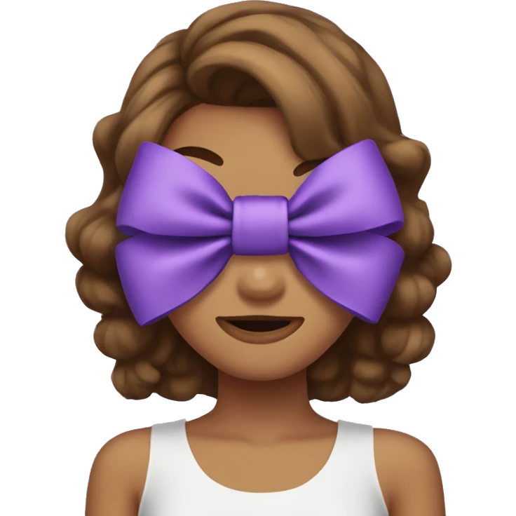 Purple bow on brown haired girl  emoji