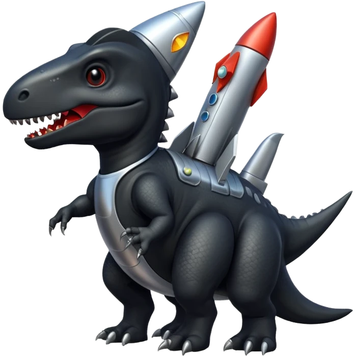 black Dinosaurs with Rocket emoji