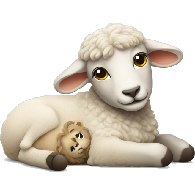 Lamb and lion laying down  emoji