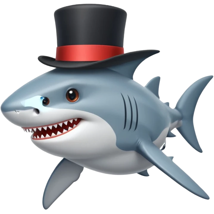Shark with a top hat emoji