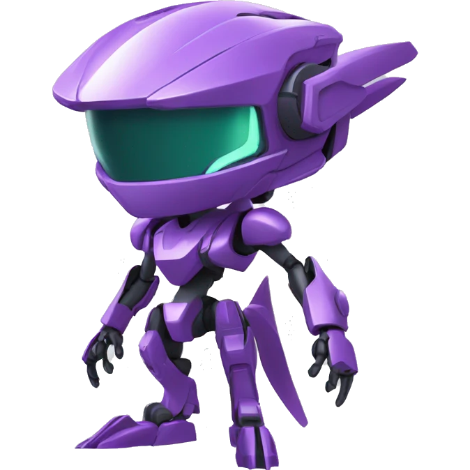 a Genesect-Raptor-Fakémon-Medabot-—hybrid with a futuristic visor-helmet full body emoji