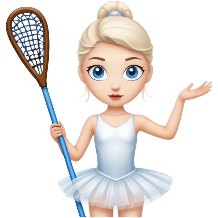White Ballerina playing lacrosse with blue eyes  emoji