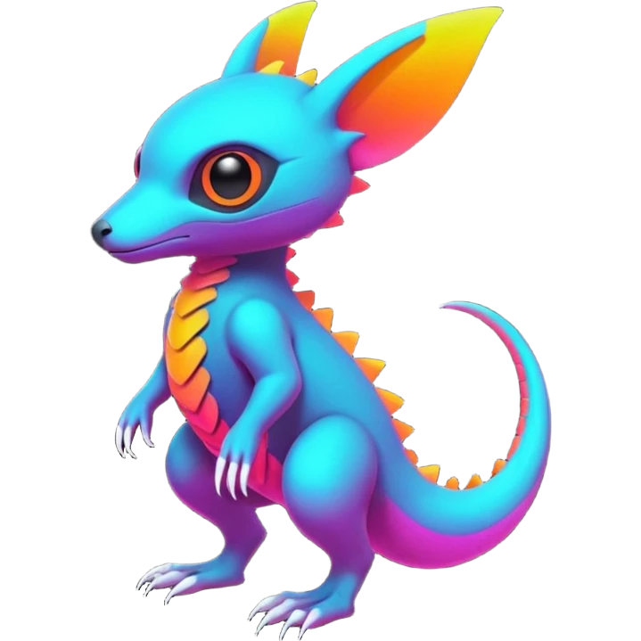 futuristic lush warm-colored neon-colored Fakémon-Trico-creature (full body) emoji