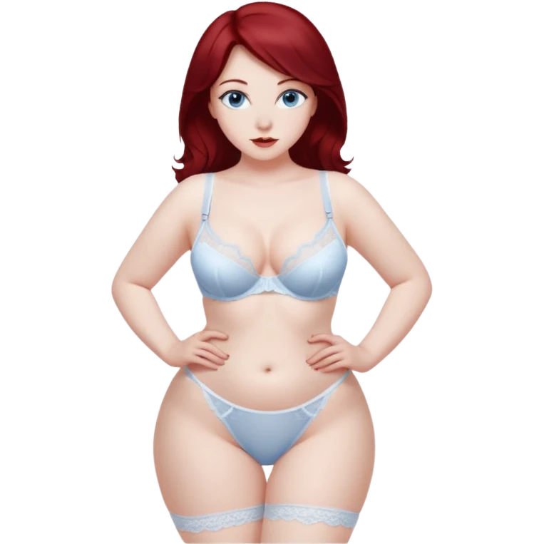 White Lingerie curvy big ass booty pale skin dark red hair blue eyes emoji