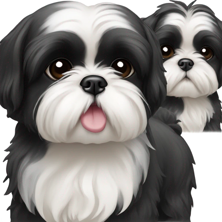 Two black and white shitz tzu puppies  emoji