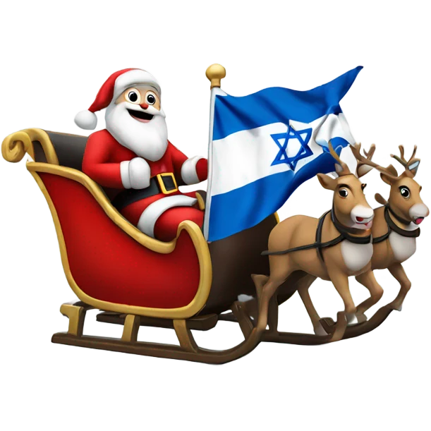 Santa Claus on his sleigh with a ln Israeli flag  emoji