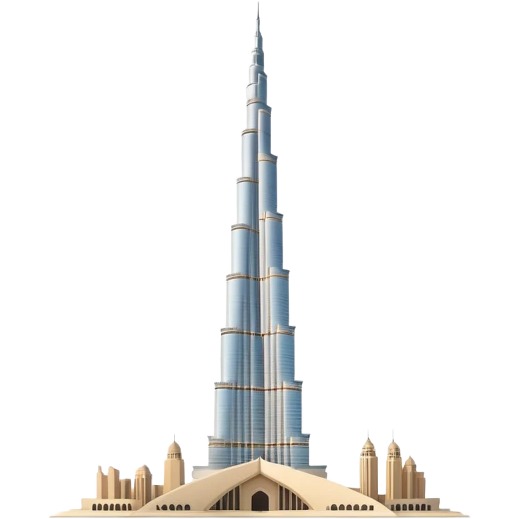 Burj Khalifa, light beige, minimalism, view against sky background, emoji style emoji