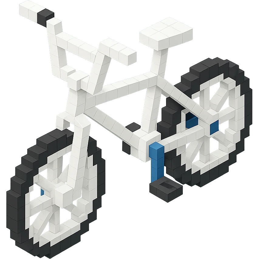voxel style BMX bicycle, white color, isometric view emoji