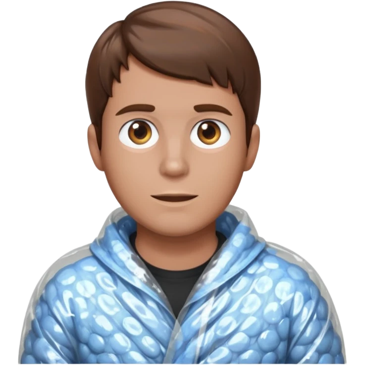 Brown haired man wrapped in bubble wrap emoji