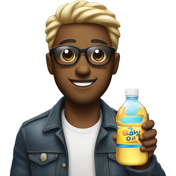cool guy with sunglassesj holding a bottle of baby oil emoji