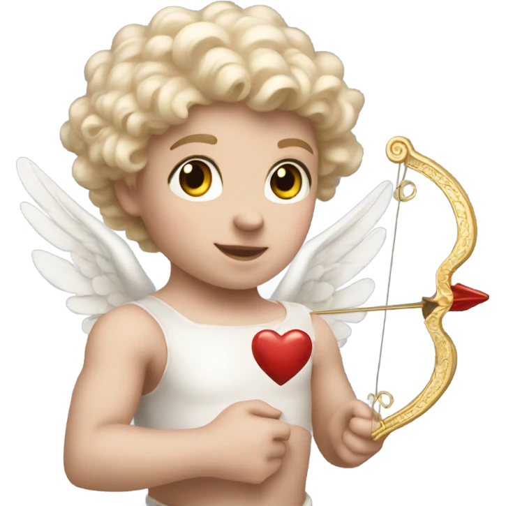 Realistic pale Cupid holding his heart bow emoji