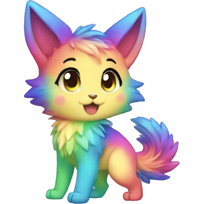Anthro sparkle-rainbow-gradient-shiny-Chibi-style-Fur-Sona-Fakémon Full Body emoji