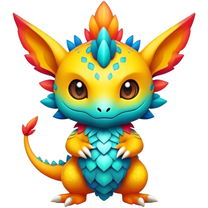 Exotic colorful chibi Fakémon-creature emoji