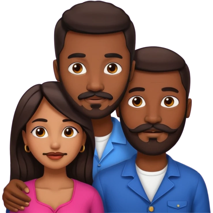 Dark skin black man with beard and mustache is in love with beautiful brown skin south Asian woman emoji