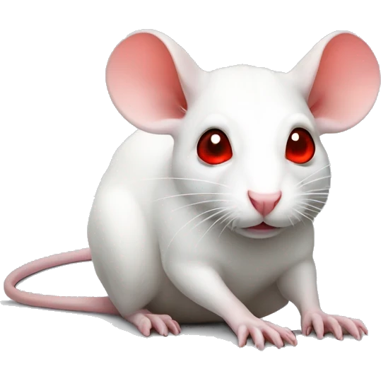 White rat with red eyes laying emoji