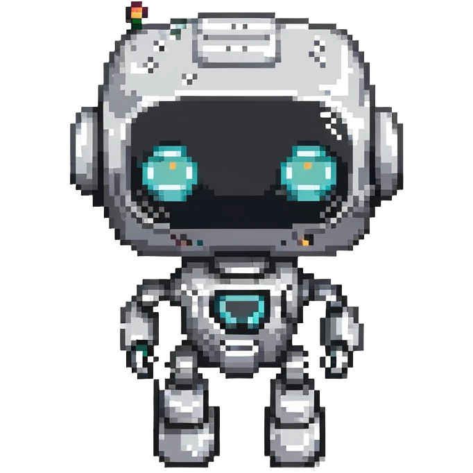 robot with digital face screen emoji
