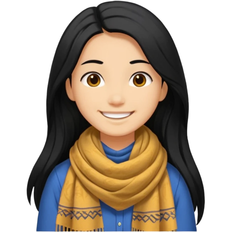 A person with long hair and wearing a kochi scarf  emoji