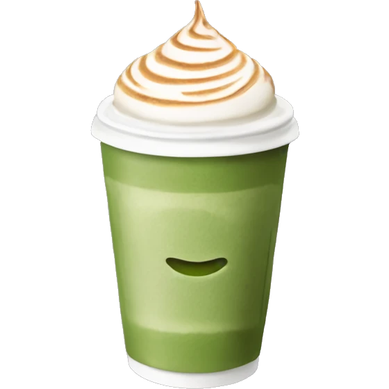 hot matcha latte with latte art in to go cup emoji