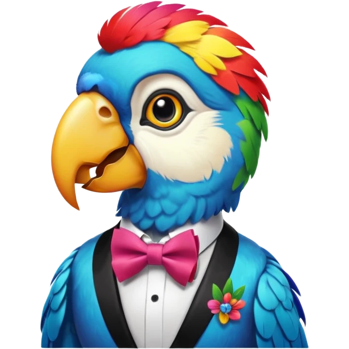 parrot wears bow tie emoji