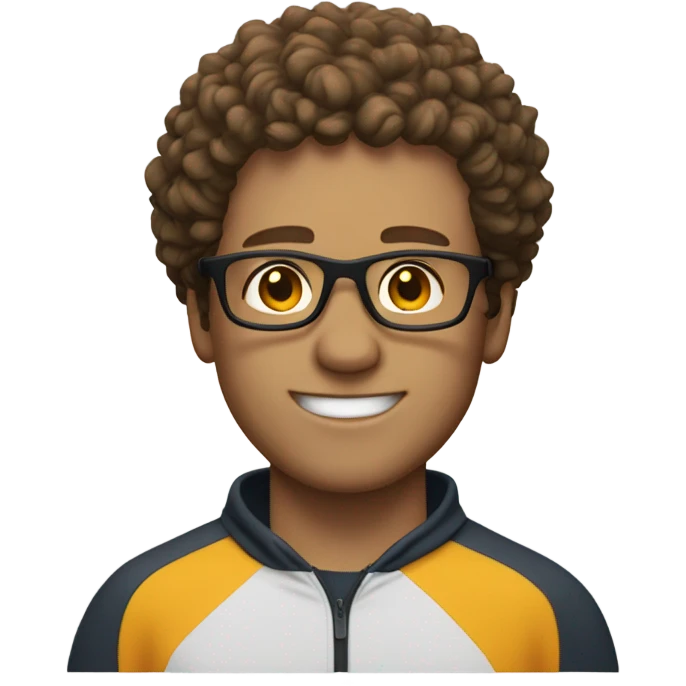white man with glasses, and short brown curly hair, with sportswear emoji
