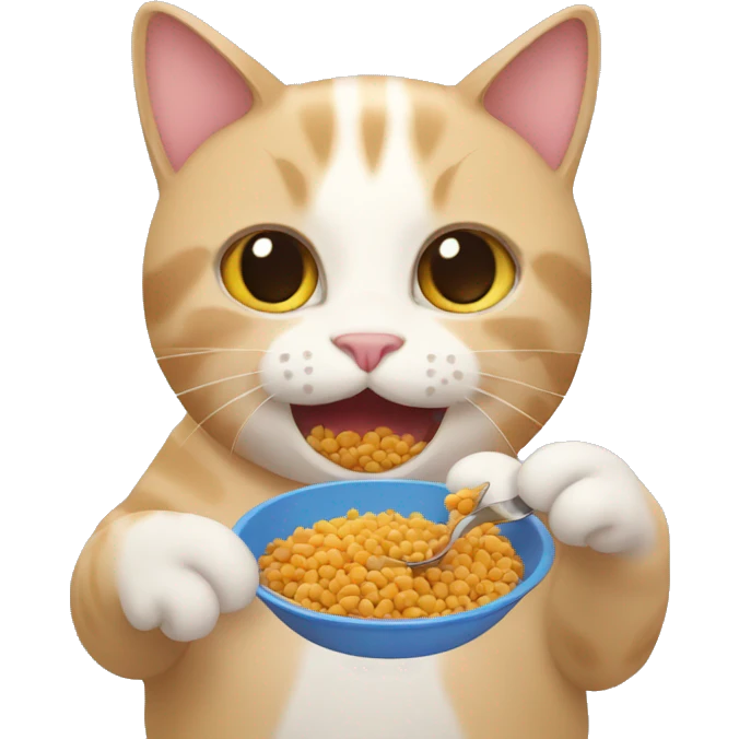 Cat eating cat food emoji