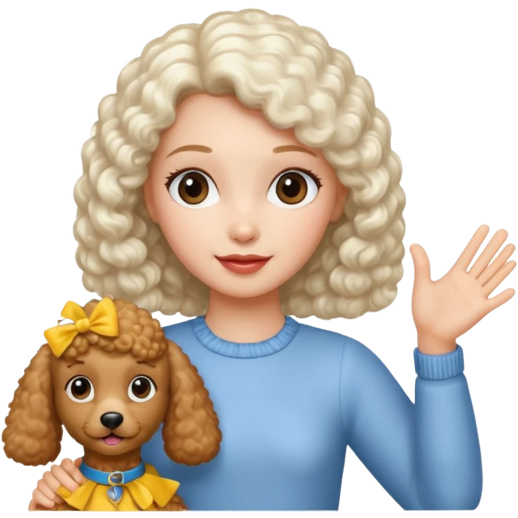 Poodle And girl say goodbye emoji