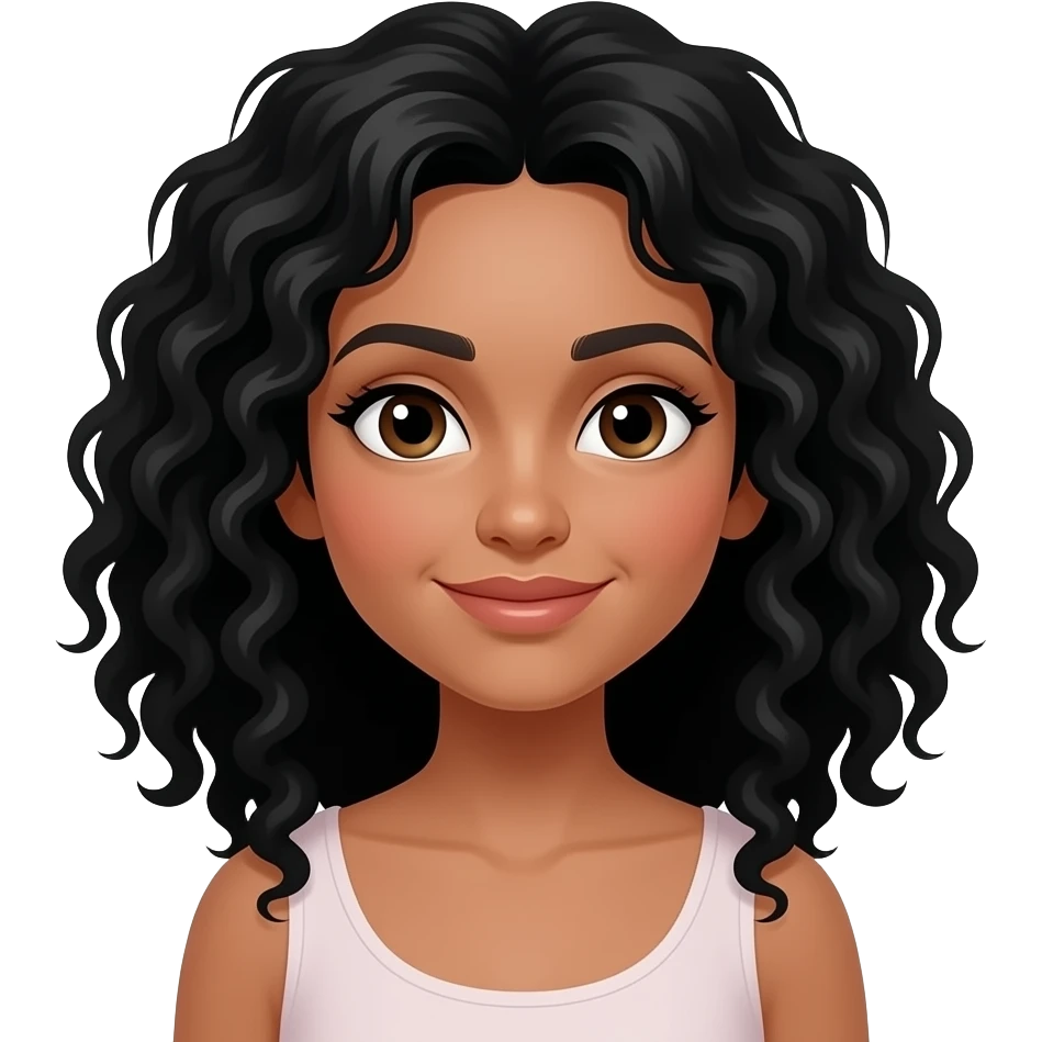 An Indian girl with black curly hair emoji