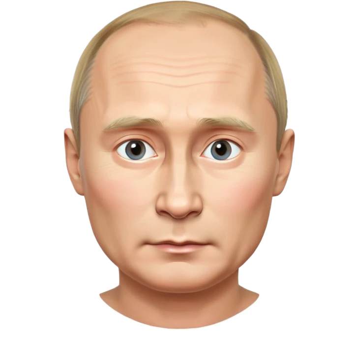 photorealistic emoji style portrait of Putin, round face, smooth finish, realistic facial features, neutral expression emoji