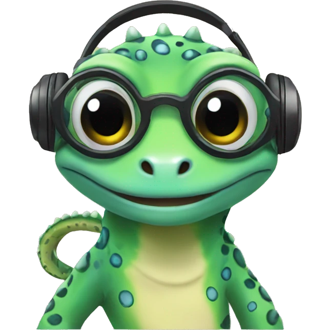 a sweet gecko with an headset emoji
