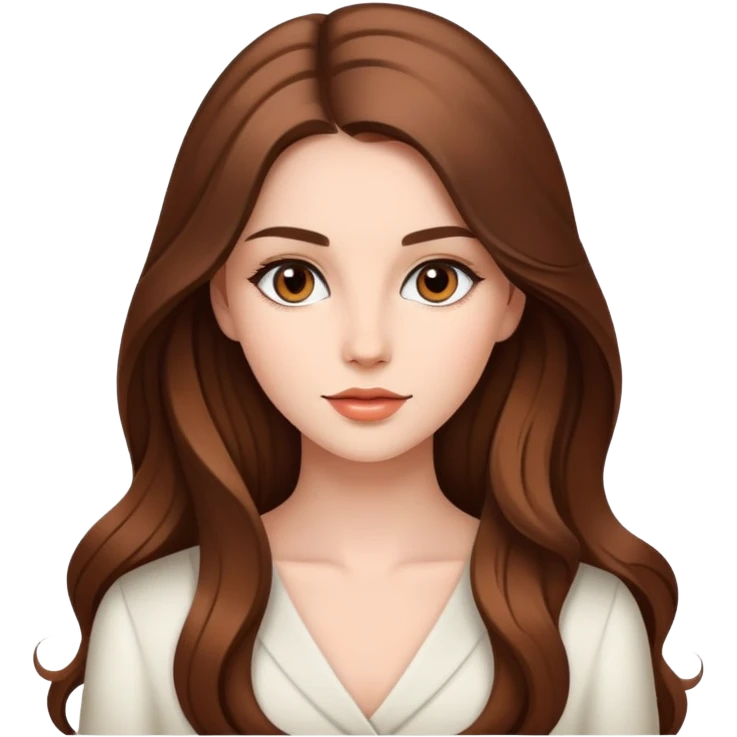 beautiful young woman with long brown hair, elegant appearance emoji