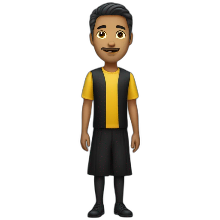 A guy with a long black and yellow dress emoji