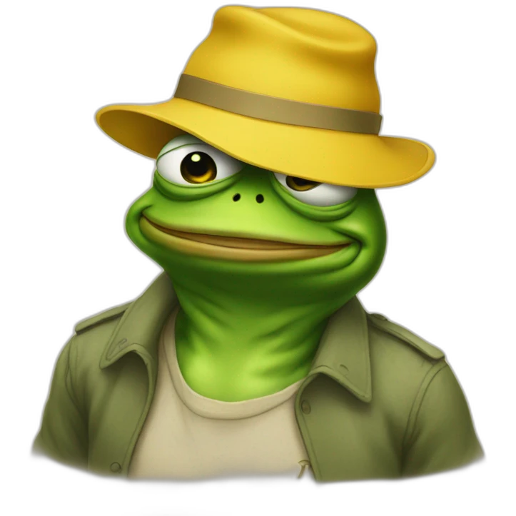 pepe the frog wearing a yellow hat emoji