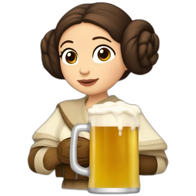 princesa leia brindando con una jarra de cerveza emoji