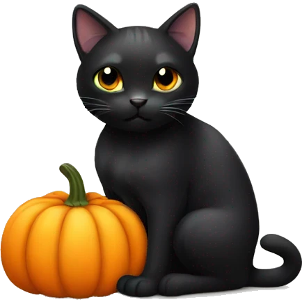 Cute black cat in pumpkin  emoji