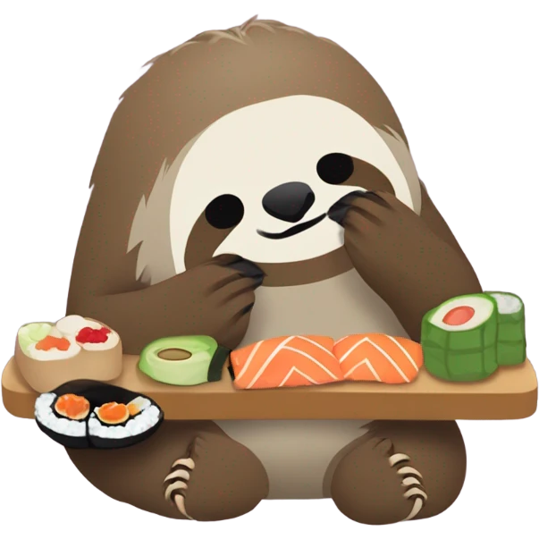 Sloth eating sushi emoji
