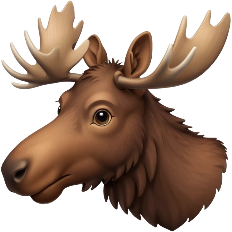 A high-resolution digital illustration of a young moose in a clean, semi-realistic style. The young moose is shown facing sideways head tilted  emoji