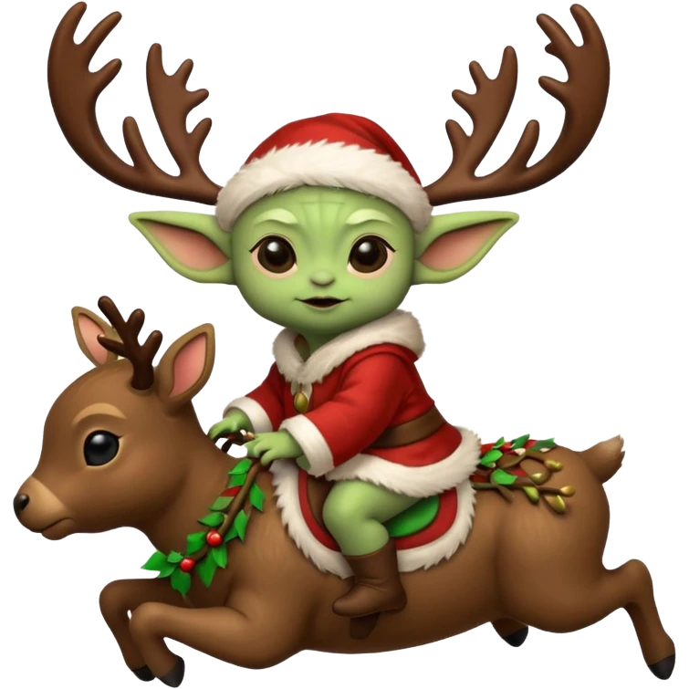 baby yoda rriding eindeer christmas emoji