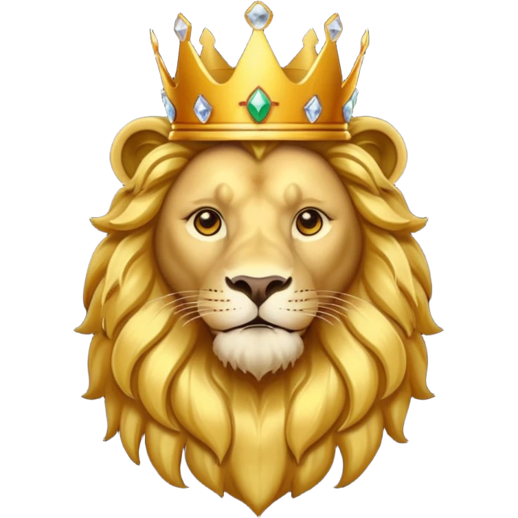 Lion King – proud golden lion wearing a tall jeweled crown. emoji