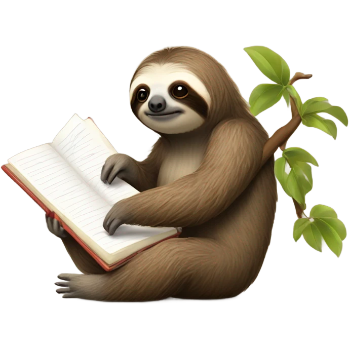 Sloth writing a book emoji