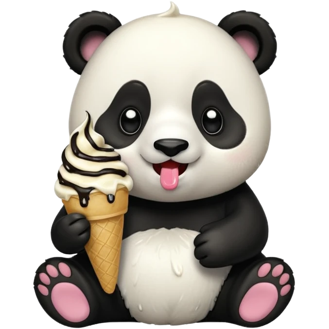 Panda eating ice cream emoji