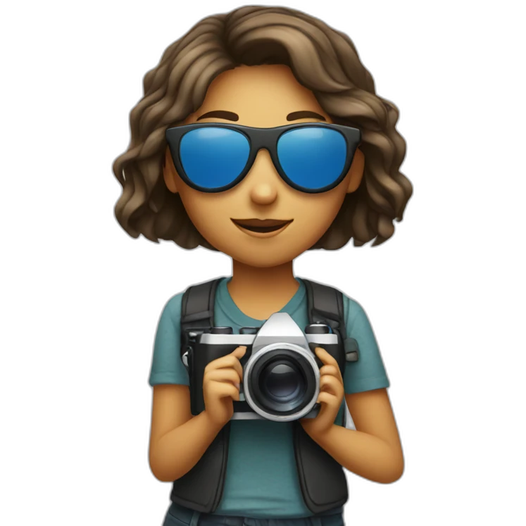 Girl with sunglasses and camera emoji